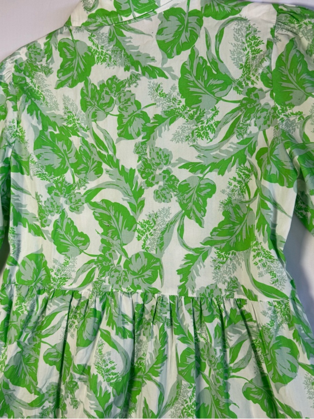 Olivaceous Womens Green Leaf Cotton Tiered Mini Dress Medium - Picture 9 of 14